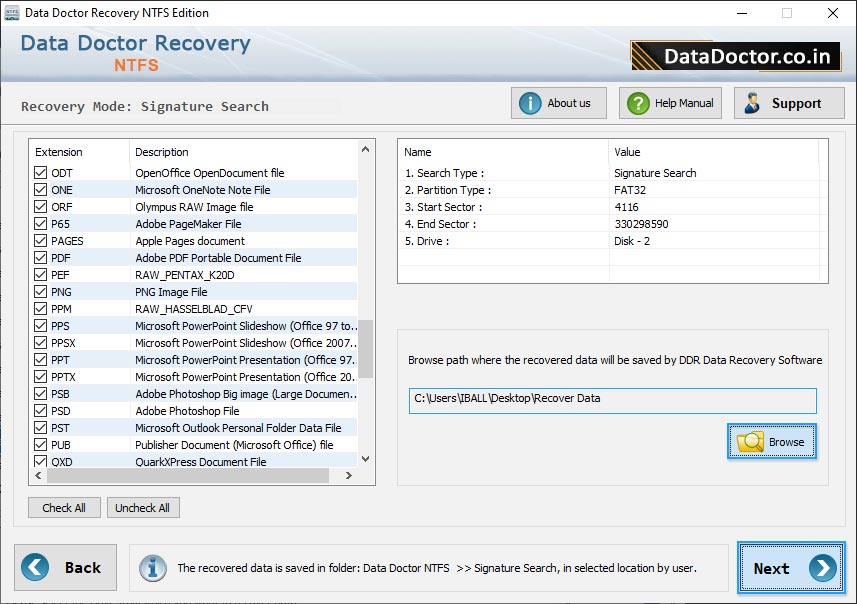 Select drive to recover data